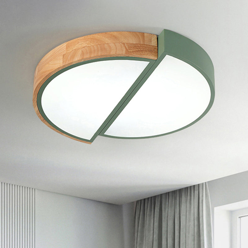 Macaron Loft Led Flush Mount Ceiling Light - Half Circle Restaurant Lamp In Green/Pink/White Green /