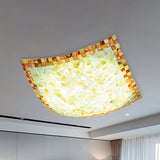 Tiffany Mosaic Led Ceiling Lamp - Beige/White/Light Gray 12/16 W Curved Square Mount Ideal For