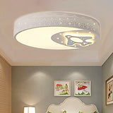 Rocket Metal Ceiling Lamp For Game Room - Stylish White Moon Flush Mount Light /