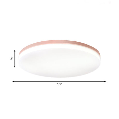 10’/15’/19’ W Macaron Metal Flush Ceiling Lamp In Green Pink White Or Yellow - Indoor Lighting