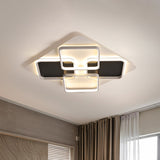 Contemporary Metal Led Multi Square Flush Mount Light In Black/White Warm/White Sizes: 18/24.5/34.5
