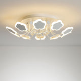Semi-Mount Petal-Shaped Acrylic Led Ceiling Lamp With Crystal Draping - Black/White 23/27 Width