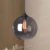 Industrial Single Light Globe Pendant - Clear Glass Hanging Lamp In Grey/Brown (8/10/12 Wide) Grey /