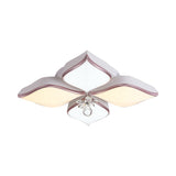 Modern 24.5/25.5 Flush Mount Led Light With Clear Crystal Accent In Warm/White Petal Design