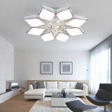 Modern 24.5/25.5 Flush Mount Led Light With Clear Crystal Accent In Warm/White Petal Design White /