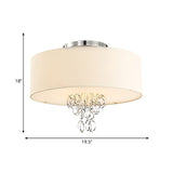 Modern Drum Flush Mount Ceiling Light 4/5 Lights Metal Ring With White Fabric Shade 19.5/23.5 W