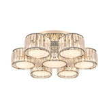 Modernist Crystal Drum Flush Mount Ceiling Lamp In Chrome Finish