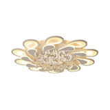 White Windmill Flush Lamp Led Acrylic Ceiling Fixture With Crystal Drop - 27/31.5 Modernist Design