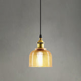 Lattice Glass Bowl Pendant Light - Loft Style Brass Suspension Ceiling Fixture / Amber