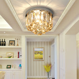 Crystal Mini Flush 2-Light Ceiling Fixture - Simple Design For Corridors Clear/Smoke Gray/Cognac