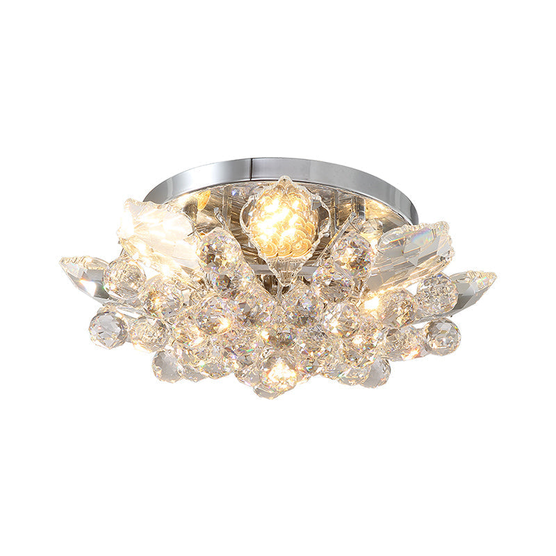 Minimal Gold/Silver Bedroom Flush Ceiling Light With Irregular Crystal Shade - Set Of 4
