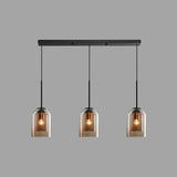 Modern Glass Pendant Ceiling Light For Bedroom - Bell Hanging Lamp 3 / Cognac Linear