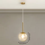 Modern Gold Spherical Glass Pendant Ceiling Light For Bedroom