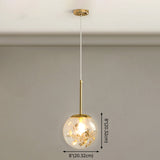 Modern Gold Spherical Glass Pendant Ceiling Light For Bedroom