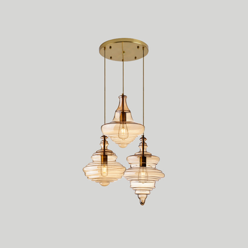 Modern Glass Pendant Lighting For Dining Room Table 3 / Cognac Round