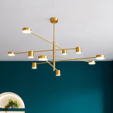Modern Gold Pendant Ceiling Light With Flat Metal Discs