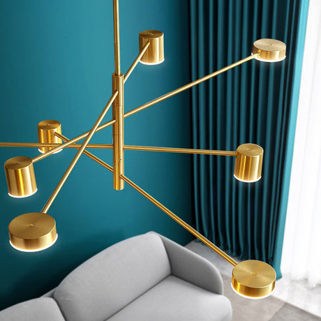 Modern Gold Pendant Ceiling Light With Flat Metal Discs