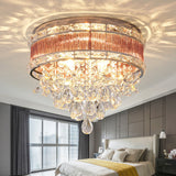 Modernist 6-Light Crystal Teardrop Ceiling Light - 17/20 Wide Flush Lamp Fixture