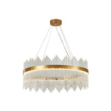 Adjustable Modern Crystal Drum Chandelier Pendant Light For Living Room Ceiling Gold / 31.5 Round