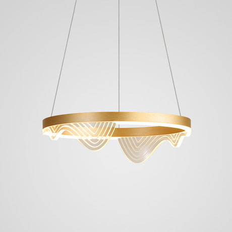 Modern Round Hanging Chandelier With Metal Suspension And Lace Decoration - Ideal For Living Room