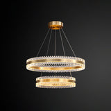 Contemporary Metal Chandelier Pendant Light - Interlace Rings Design For Living Room Gold / 24+31.5