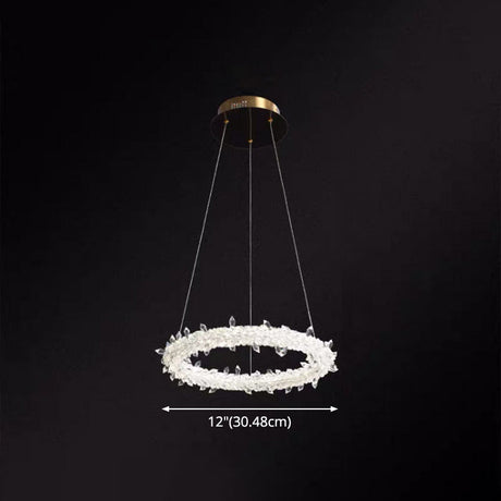Modern Crystal Pendant Chandelier Light For Restaurants - Sleek Circular Design