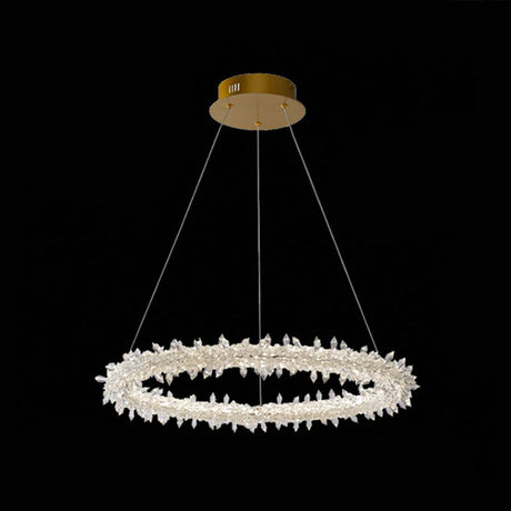 Contemporary Crystal Flower Ring Chandelier - Stylish Hanging Light Fixture For Living Room Clear /