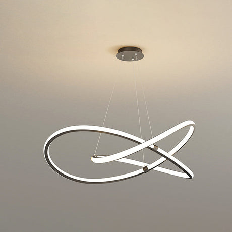 Modern Twist Chandelier Pendant Light For Living Room - Sleek Metal Design Black / 39.5 Remote