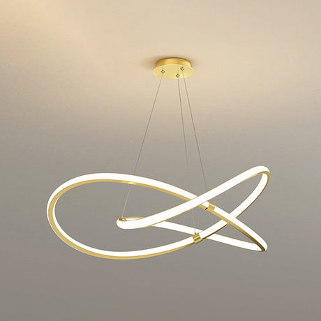 Modern Twist Chandelier Pendant Light For Living Room - Sleek Metal Design Gold / 39.5 White