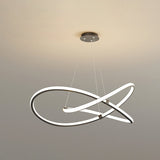 Modern Twist Chandelier Pendant Light For Living Room - Sleek Metal Design Black / 31.5 White