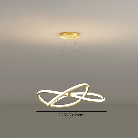 Modern Twist Chandelier Pendant Light For Living Room - Sleek Metal Design