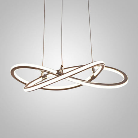 Modern Metal Strip Chandelier Pendant Light With Hanging Cord For Restaurants