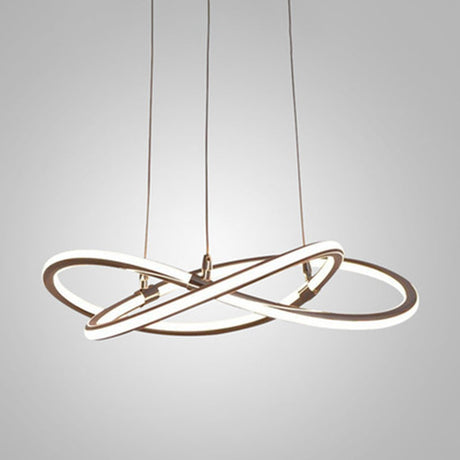 Modern Metal Strip Chandelier Pendant Light With Hanging Cord For Restaurants Gold / 47.5