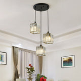 Crystal Black Cylinder Pendant Light - Modern Suspension Fixture