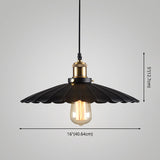Farm Style Black Scalloped Metal Pendant Light Kit For Coffee Shops