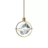 Contemporary Led Crystal Gold Ring Pendant Light Fixture - Elegant Suspension Lamp