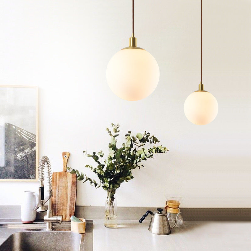 Contemporary Gold Pendant Light Fixture - Glass Spherical Hanging For Bedroom