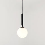 Contemporary Glass Pendant Light - Spherical Design For Lounge Black / Milk White