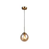 Modern Minimalist Glass Sphere Pendant Light Fixture For Indoor Ceiling Amber / Round