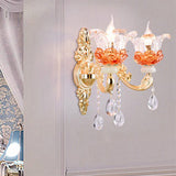 Modern Gold Suspension Pendant Light With Crystal Accent And Clear Textured Glass Petals 2 /