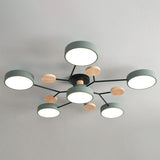 Macaron Sputnik Led Semi Flush Mount Ceiling Light Fixture 6 / Green Warm
