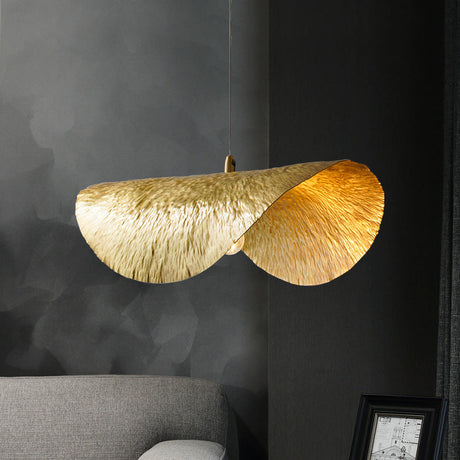 Mid-Century Gold Lotus Leaf Ceiling Pendant For Restaurants - 1 Light Metal Hanging Lamp