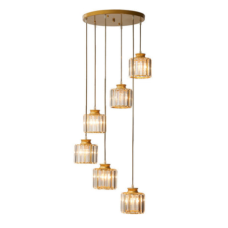 Modern Prismatic Crystal Pendant Light | Multi-Hang Ceiling Fixture For Stairways