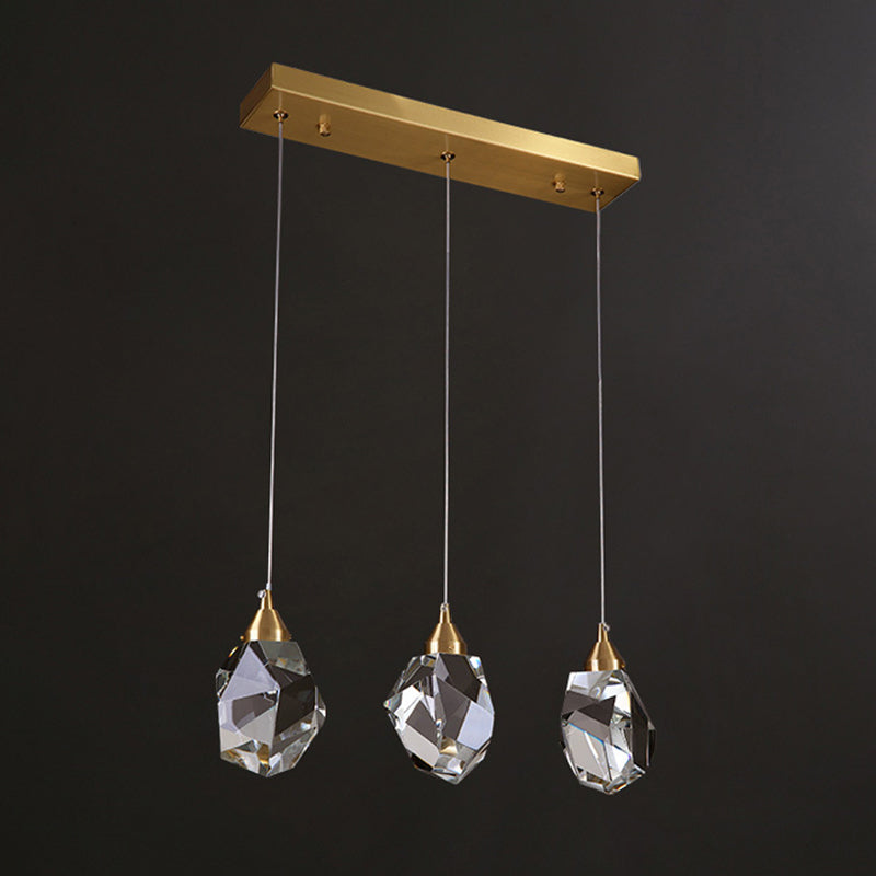 Golden Modern Stone Hanging Ceiling Light With Crystal Led: A Striking Bedroom Suspension Lighting