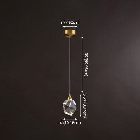 Golden Modern Stone Hanging Ceiling Light With Crystal Led: A Striking Bedroom Suspension Lighting