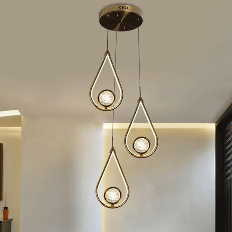Modern Led Crystal Pendant Lamp With Metal Ceiling Mount