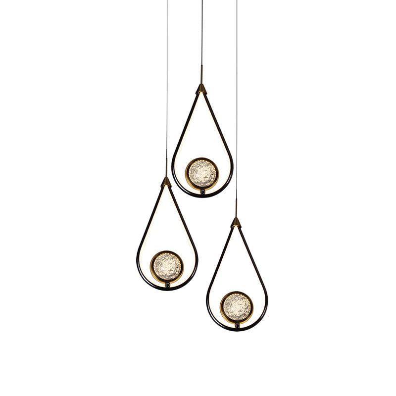 Modern Led Crystal Pendant Lamp With Metal Ceiling Mount 3 / Black-Gold