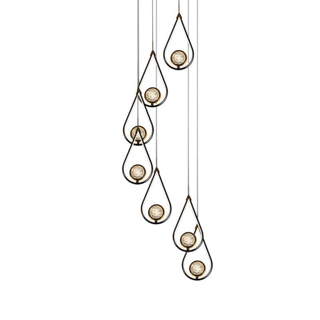 Modern Led Crystal Pendant Lamp With Metal Ceiling Mount 7 / Black-Gold