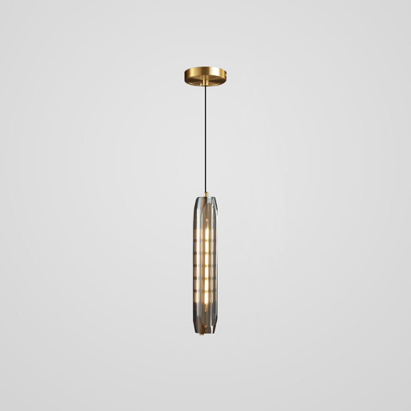 Mini Crystal Pendant Light With Brass Finish For Modern Living Spaces Smoke Gray