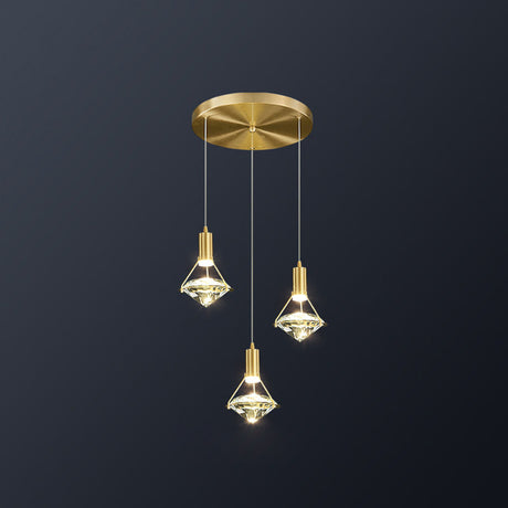 Modern Brass Crystal Pendant Light With Diamond Design - Led Bedroom Ceiling Lighting 3 /